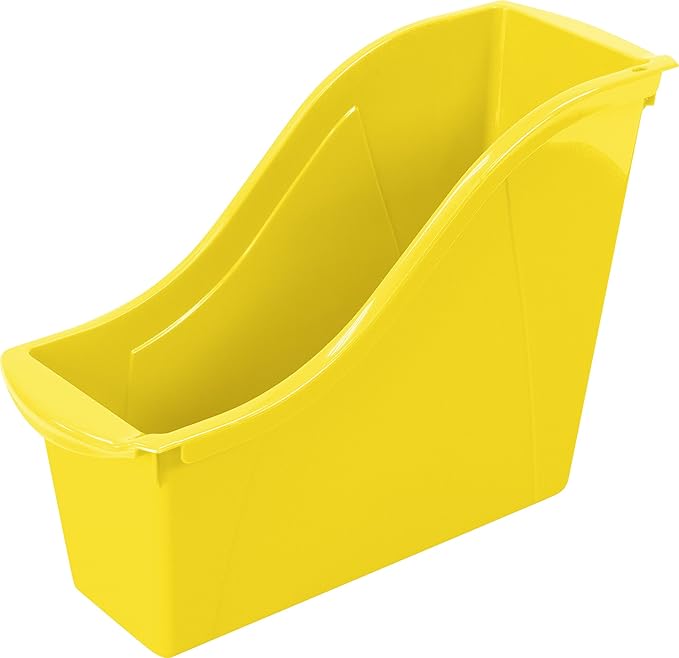 Storex Small Book Bin – Interlocking Plastic Organizer for Home, Office and Classroom, STEM Yellow, 6-Pack (71112A06C)