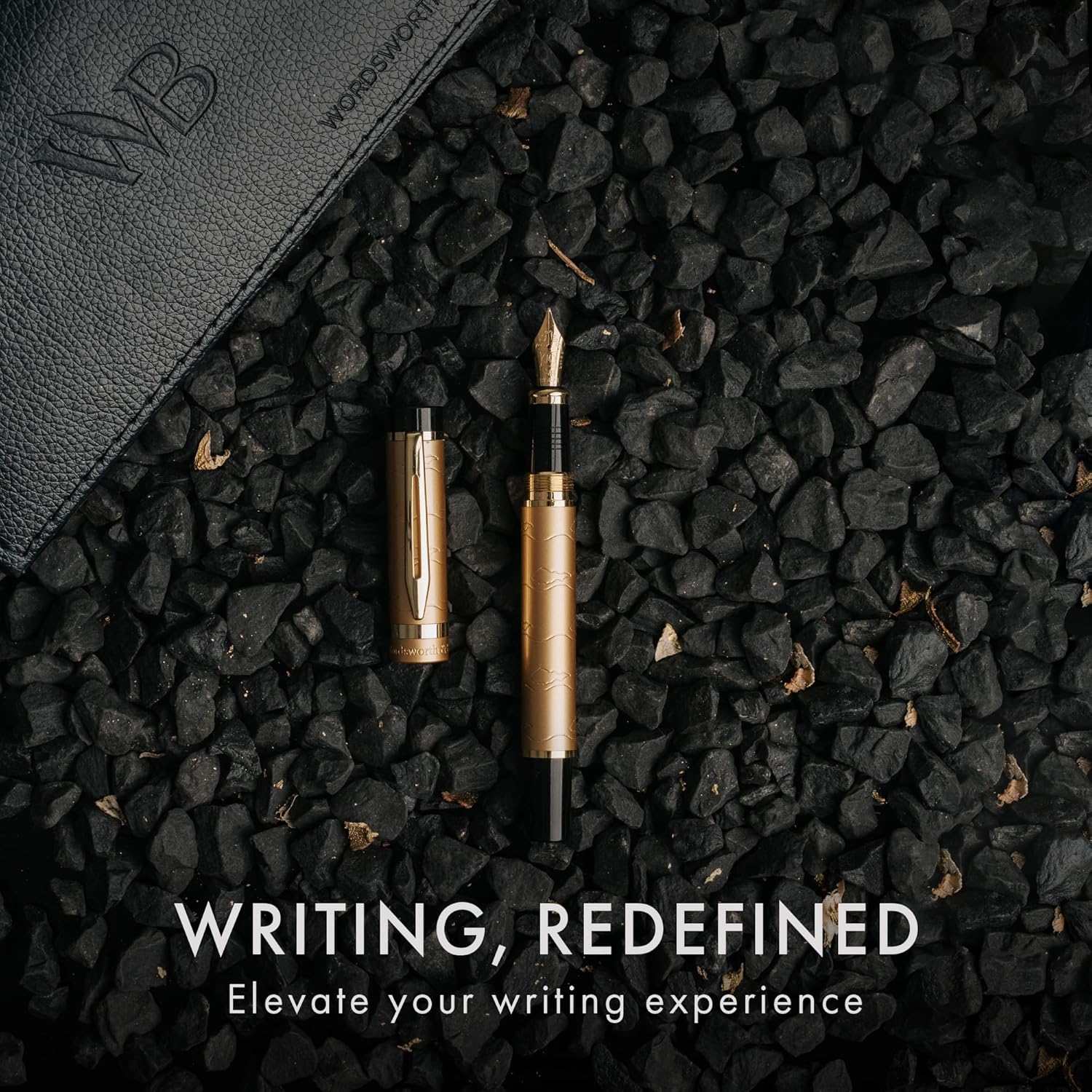 Wordsworth & Black Primori Fountain Pen Set [Stunning Gold]; Medium Nib, Gift Case, 24 Ink Cartridges, Refill Converter, Manual; Journaling, Calligraphy, Smooth Writing Pens; Left and Right Handed