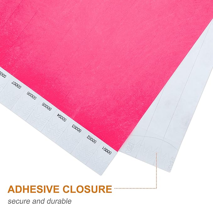 100 Pcs Wristbands, 1-100 Consecutive Numbers Waterproof Tearproof and Printable Wrist Straps Admission Bracelets Tickets (NeonPink)