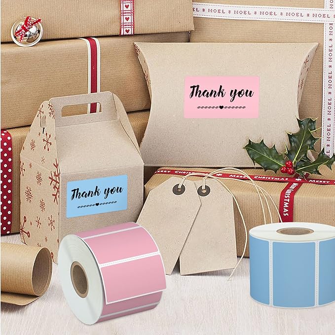 Misofuki 2.25x1.25 6000 Labels 6-Color Assorted Rectangular Direct Thermal Label Rolls Bulk Set Compatible with Zebra Rollo MUNBYN POLONO & Other Thermal Printer, Self-Adhesive Direct Thermal Stickers