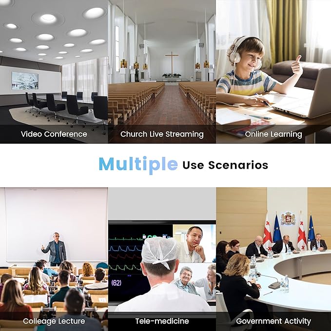 HDMI/USB PTZ Camera 10X Optical Zoom 60fps 1080P Video Conference Camera for Church Worship Live Streaming Meeting Online Learn with Zoom Skype OBS and More