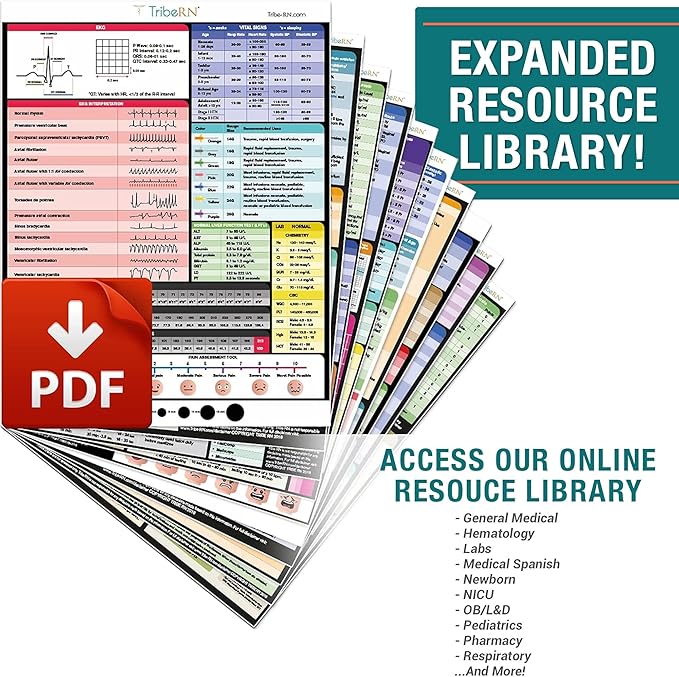 BadgeGuru Nursing Badge Reference Cards - 33 Double Sided Nurse Badge Cards - 66 Cheat Sheets, Nursing School Essentials, Nursing Students, New Nurses