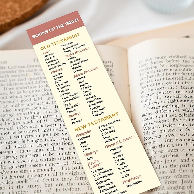 Books of The Bible Bookmarks, Christian Bookmark, Page Marker Divider, Church Bookmarks, Christian Gifts for Birthdays, Baptisms, Graduation, for All Occasions (Pack of 8)
