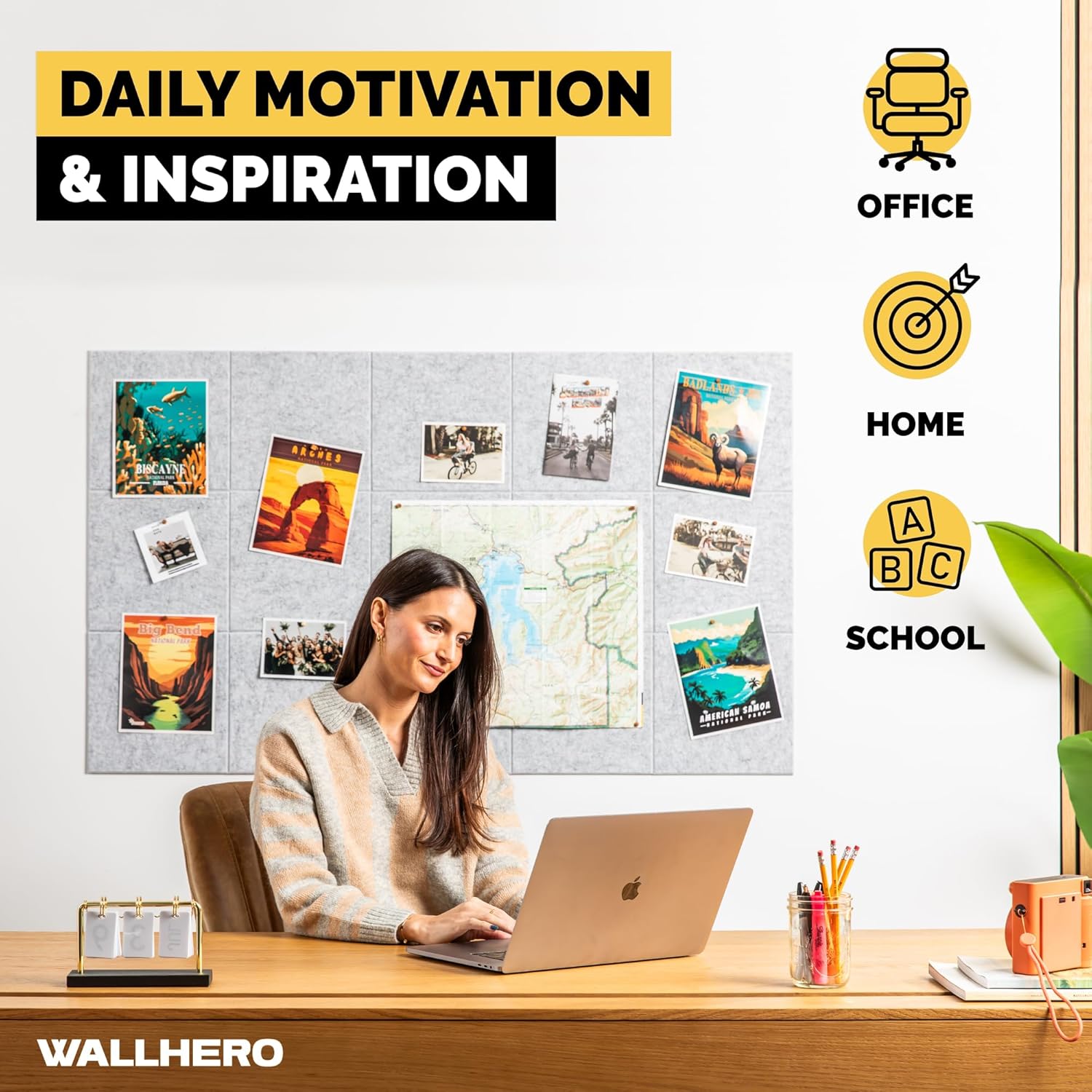 Office Cork Board, 59"x36" | 15 Pack | Large Cork Boards for Walls, Tac Board, Wall Protector for Dart Board, Corks Boards, Corkboard for Wall, Felt Board Tiles (Gray Marble)