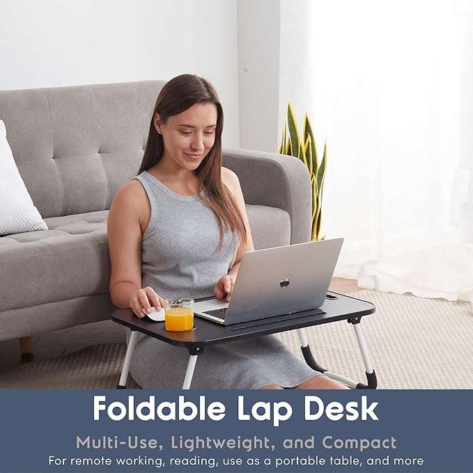 Laptop Bed Tray Table, Adjustable Laptop Stand, Portable Lap Desks with Foldable Legs, Reading Desk for Sofa Couch Floor - Large