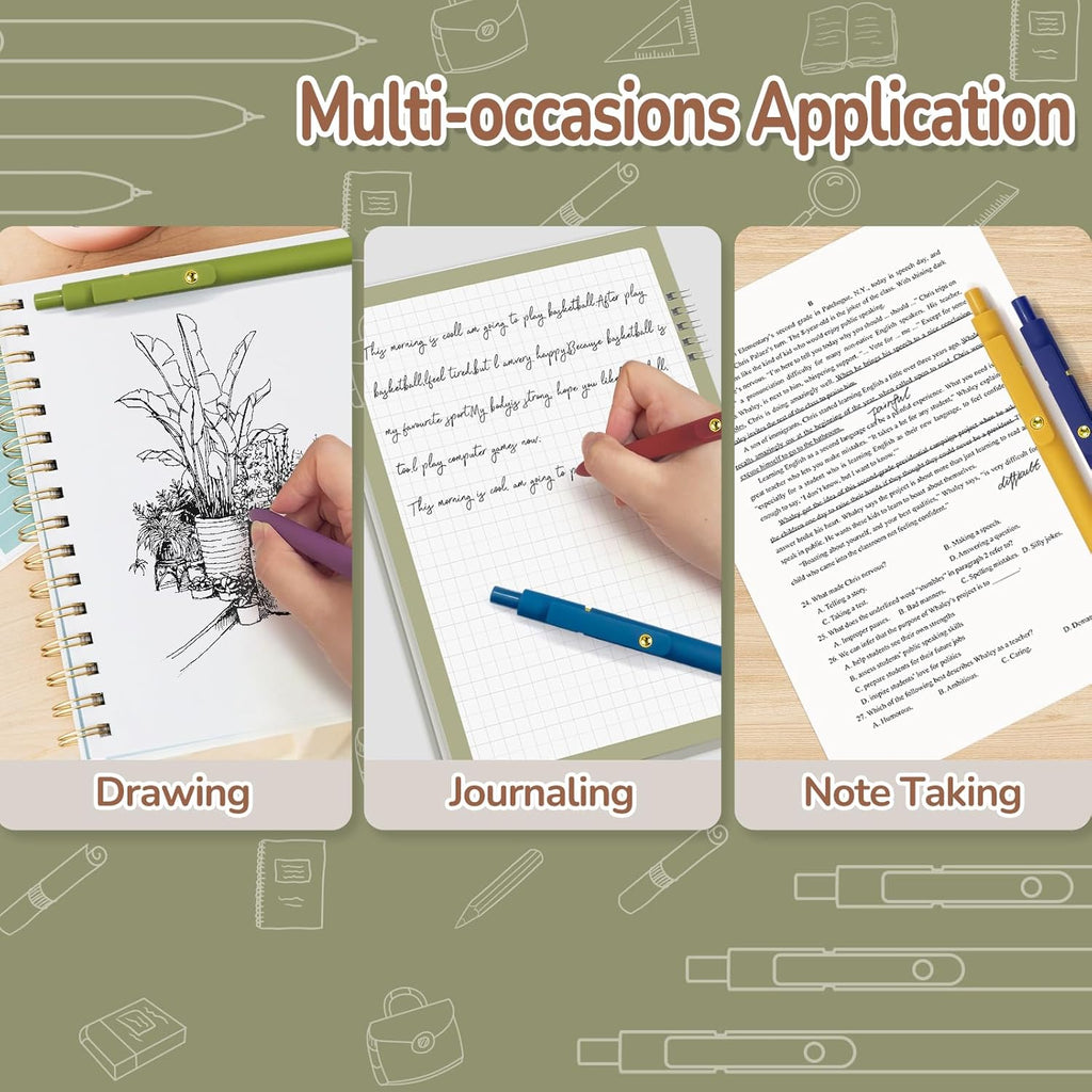 Gel Pens, 6 Pack Gold Retro 0.5mm Black Ink Pens Fine Point Smooth Writing Pens for School Office Supplies, Gifts for Women Girls