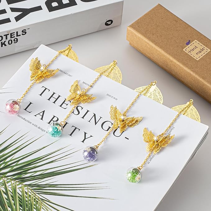 Bookmark with Gift Card,Golden Leaf Book Mark, Rose Flower Craft Gift Card Envelope, Gift for Family, Friend, Kid, Book Lovers rosepw