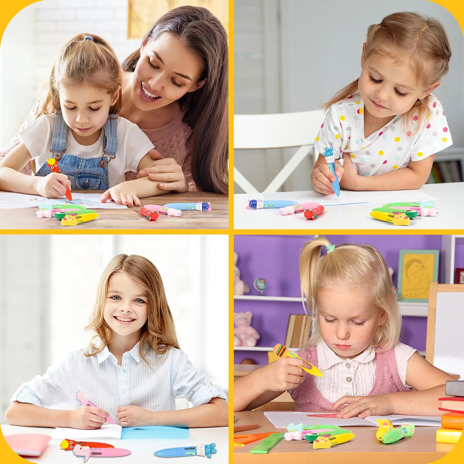 LiYiQ 50 PCS Multicolor Pen in One Fun 4-in-1 Cute Pens Bulk Kawaii Cool Ballpoint Pens for Kids Fun Gifts