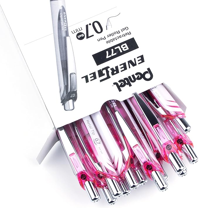 Pentel EnerGel Pearl RTX, 0.7mm, Black Ink, Box of 12 (BL77PWP-A)