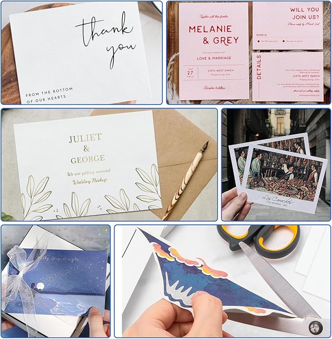 100 Sheets Linen Textured Cardstock Paper, 8 1/2 x 11" Blank White Printer Paper for Invitation Cards Making Office Printing Crafting Scrapbook DIY Projects, 92 lb Cover