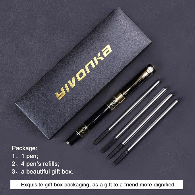 YIVONKA Ballpoint Pen Black Refill,business pens,Luxury Pen,Best Ball Pen Gift Set for Men & Women Professional Executive,Office,Nice Pens Classy Gift Box (Black)