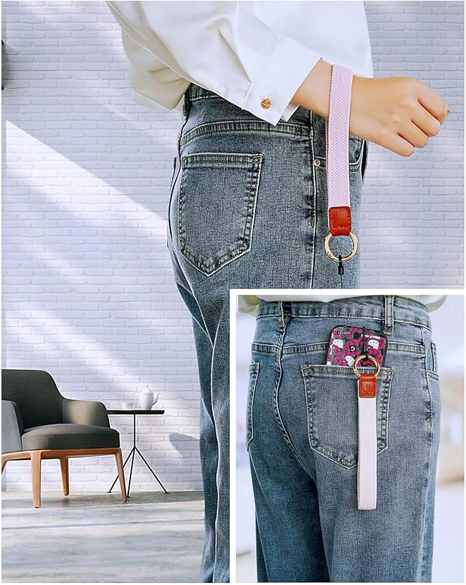 Wristlet Keychain for Women Stretchy Wrist Keychain Lanyard for Phone Case Wallet Id Card Badges (Smoke Violet)