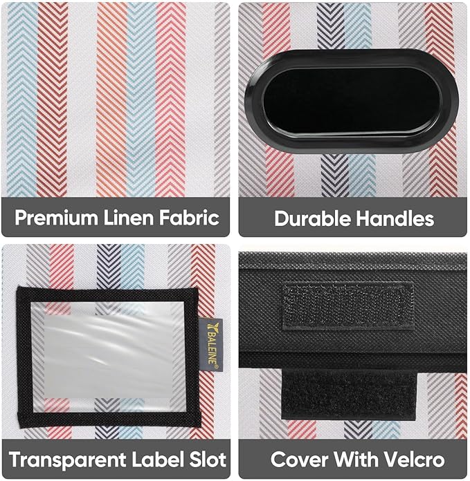 BALEINE File Organizer Box with Lid, Collapsible File Folder Organizer with Plastic Slide, Hanging File Folder Box for Office Document Storage (1 Pack, Color Stripe)