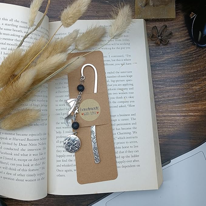 Retro Metal Bookmark for Bookish Gifts Wing Mask Bow and Arrow Charms Book Mark for Book Lover Gifts for Women Men (Night-Blue)