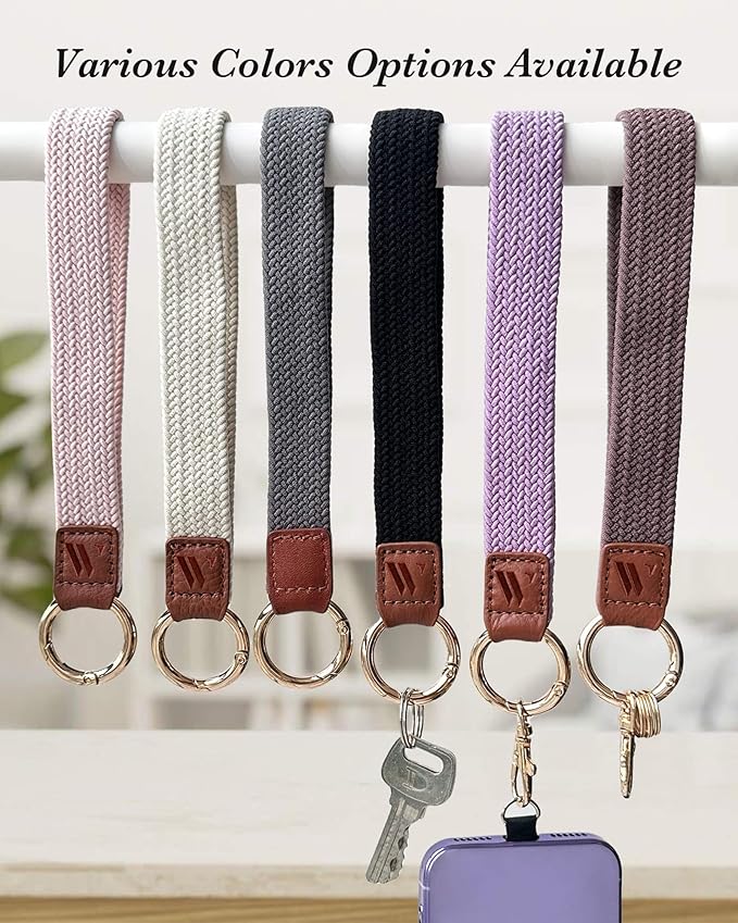 Wristlet Keychain for Women Stretchy Wrist Keychain Lanyard for Phone Case Wallet Id Card Badges (Smoke Violet)