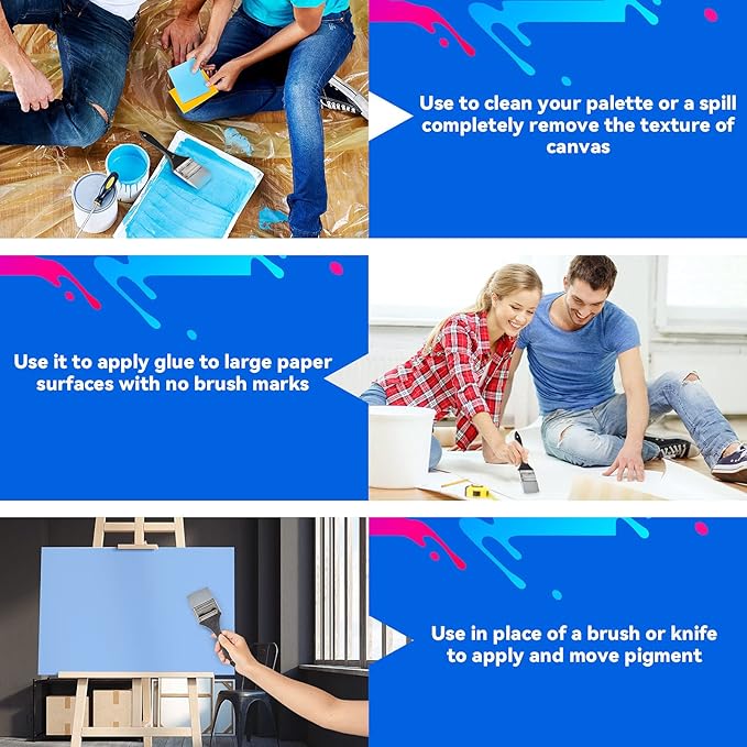 Outus 2 Pieces Silicone Painting Brush Color Shapers for Painting Color Shaper Tool Pointed Edged Solid Flat Flexible and Water Based Drawing Tool for Move Remove Acrylic Paints(1.5 Inch, 2.5 Inch)