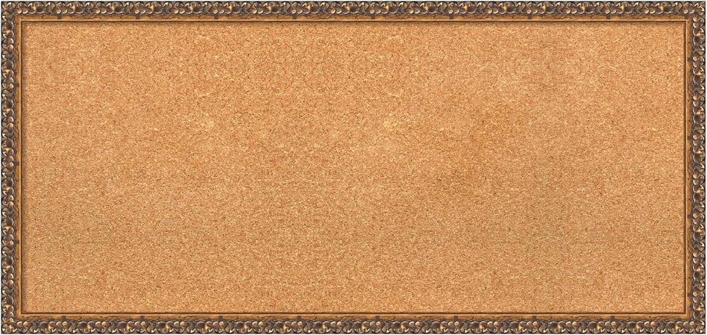 Amanti Art Natural Cork Board for Wall, 18x38 Vision Board with Bronze Frame, Medium Corkboard Office Decor for Home Organization, Traditional Corkboard Pinboard to Display Items for Home