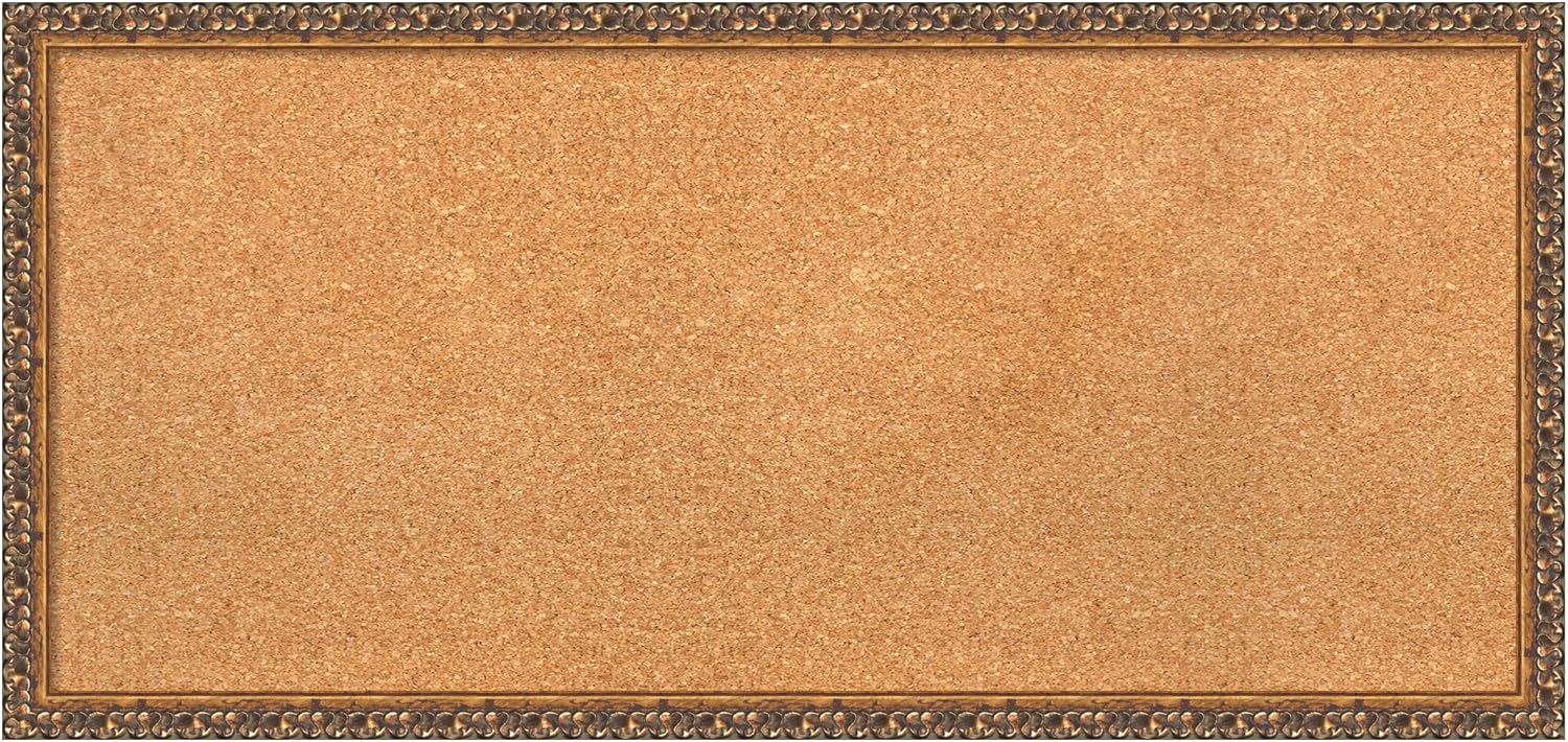 Amanti Art Natural Cork Board for Wall, 18x38 Vision Board with Bronze Frame, Medium Corkboard Office Decor for Home Organization, Traditional Corkboard Pinboard to Display Items for Home