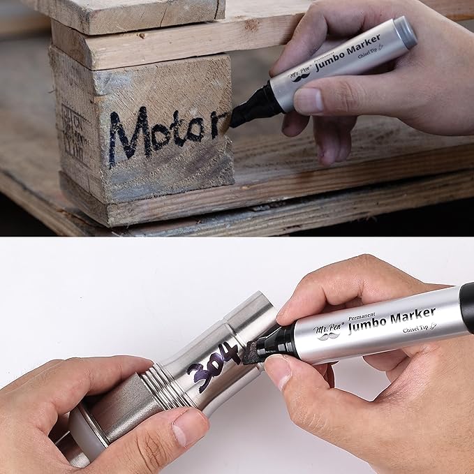 Mr. Pen- Jumbo Permanent Markers, 4 Pack, Chisel Tip, Black Markers Permanent, Permanent Markers Black Markers, Thick Permanent Marker, Thick Markers, Jumbo Markers, Large Markers, Wide Tip Markers