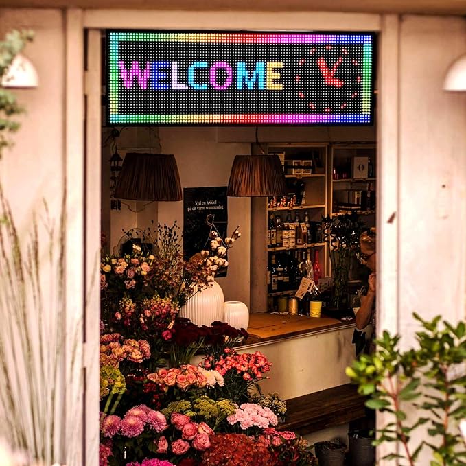 P10 Digital Scrolling Led Sign Board Programmable, Outdoor Waterproof Full Color High Brightness Wifi Control, for Business Store Restaurant Window 39''x14''