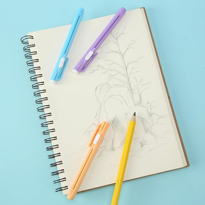 Mr. Pen- Retractable Mechanical Eraser Pen, Pack of 6, Pastel Colored Barrels with Colored Erasers, Pencil Eraser for Pencils, Retractable Eraser Pen, Eraser for Artists, Eraser for Pens