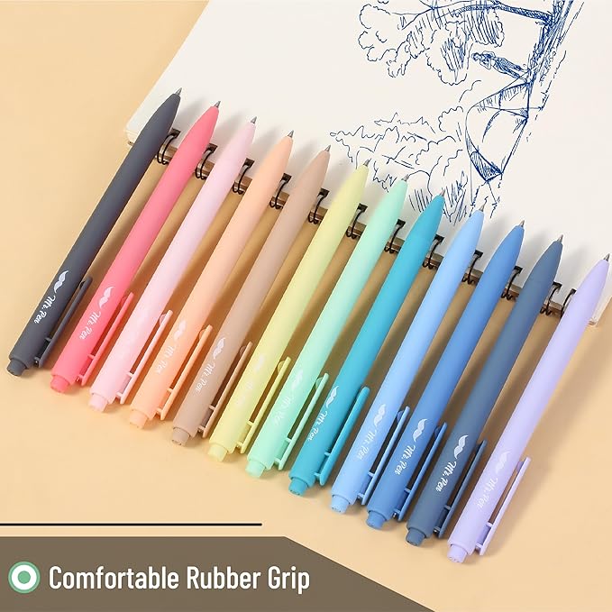 Mr. Pen- Retractable Gel Pens, 12 Pack, Blue Ink, Celestial Color Barrels Gel Pens, Gel Pens Fine Point 0.5mm, Retractable Pens, Cute Pens, Gel Ink Pens, Aesthetic Pens for Journaling Fine Tip Pens