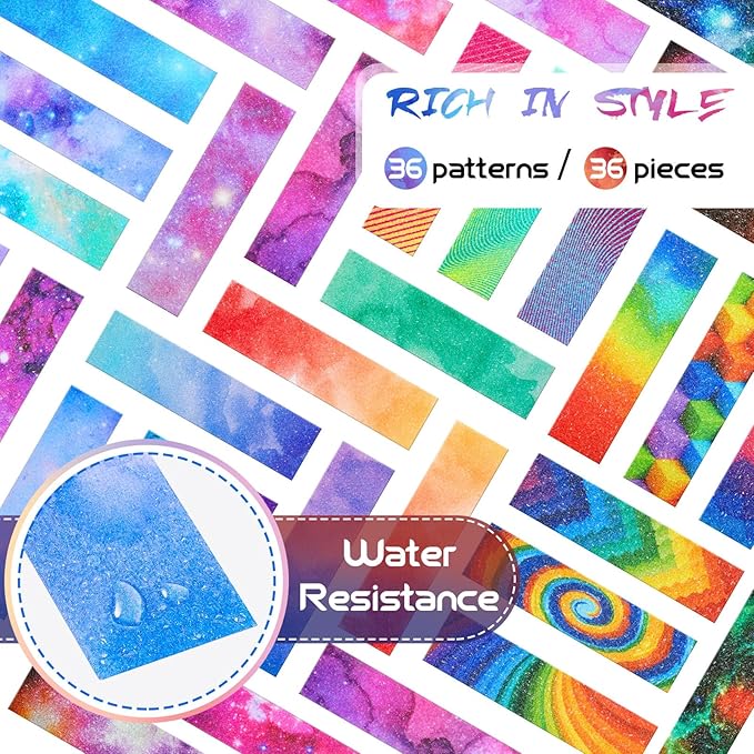 Gersoniel 36 Pieces Anxiety Sensory Stickers Cute Fidget Textured Strips Toys Anti Stress Tactile Rough Sensory Calm Textured Strips Adhesives Anxiety Relief for Adults Teens Desk (Mixed Style)