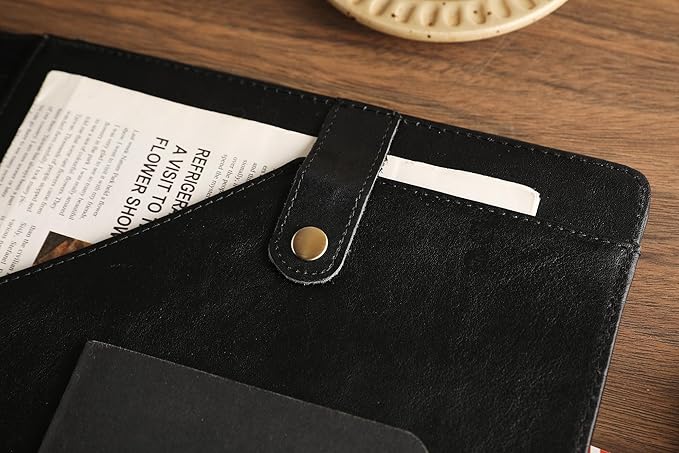 Personalized Leather Padfolio for Lefty, Business Portfolio Binder with Notepad Holder, Legal Pad Portfolio Folder for Men/Women - Black