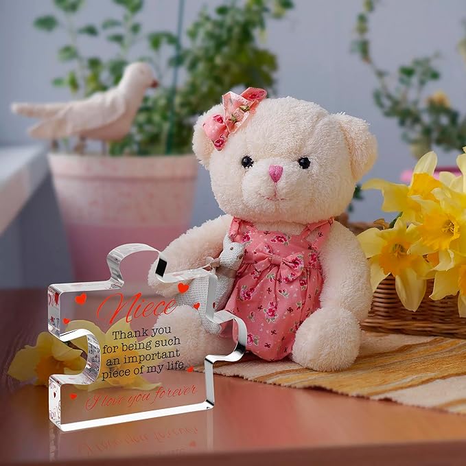 VELENTI Niece Gifts - Acrylic Block Puzzle Niece Gift - Cute Niece Gifts from Aunt, Uncle - Birthday, Christmas, Paperweights, Graduation Niece Gifts from Auntie - Novelty Gifts for Nieces