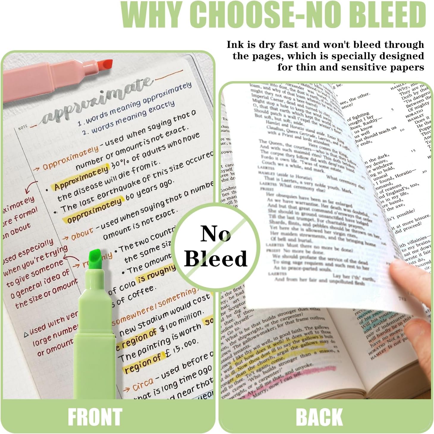 Highlighters Assorted Colors,8pcs Bible Highlighters No Bleed Hghlighter Markers for Journaling Back to School Teacher Supplies Office Supplies