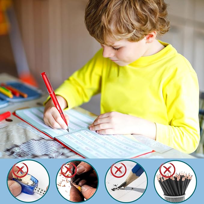 12Pack Forever Pencils for Kids Writing, Infinity Pencil Cute Inkless Everlasting Pencil with Eraser for Sketching (Colored)