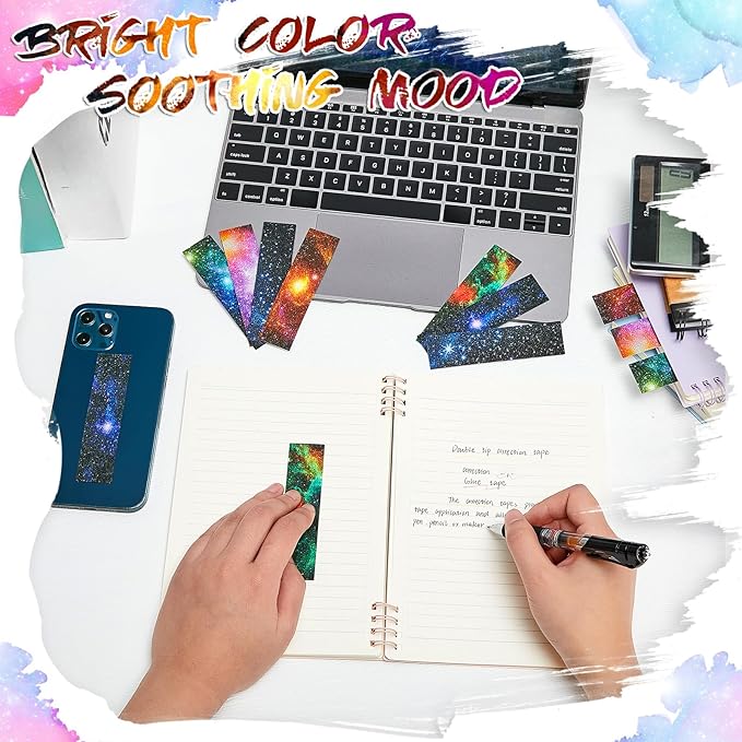 36 Pieces Anxiety Sensory Stickers Cute Fidget Textured Strips Toys Anti Stress Tactile Rough Sensory Calm Textured Strips Adhesives Anxiety Relief for Adults Teens Desk Classroom (Starry Sky Style)