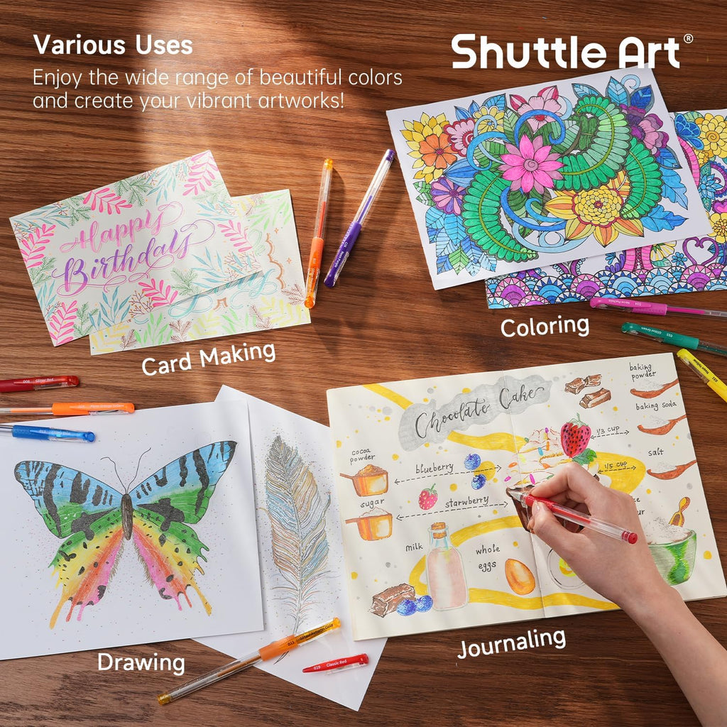 Shuttle Art Gel Pens, 120 Pack Gel Pen Set 60 Colored Gel Pen with 60 Refills for Adults Coloring Books Drawing Doodling Crafts Scrapbooking Journaling