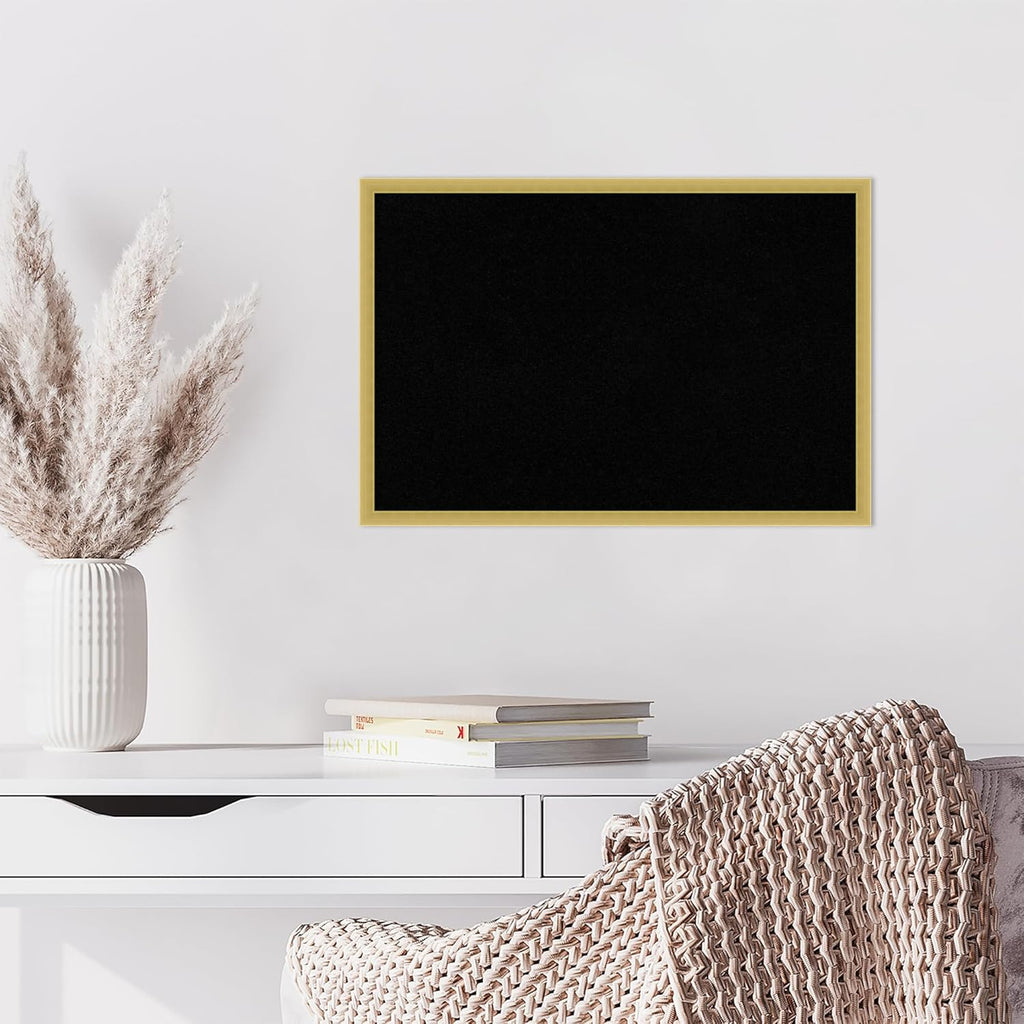 Amanti Art Black Cork Board for Wall, 17x25 Vision Board with Gold Wood Frame, Medium Corkboard Office Decor for Home Organization, Modern Contemporary Corkboard Pinboard to display items for home
