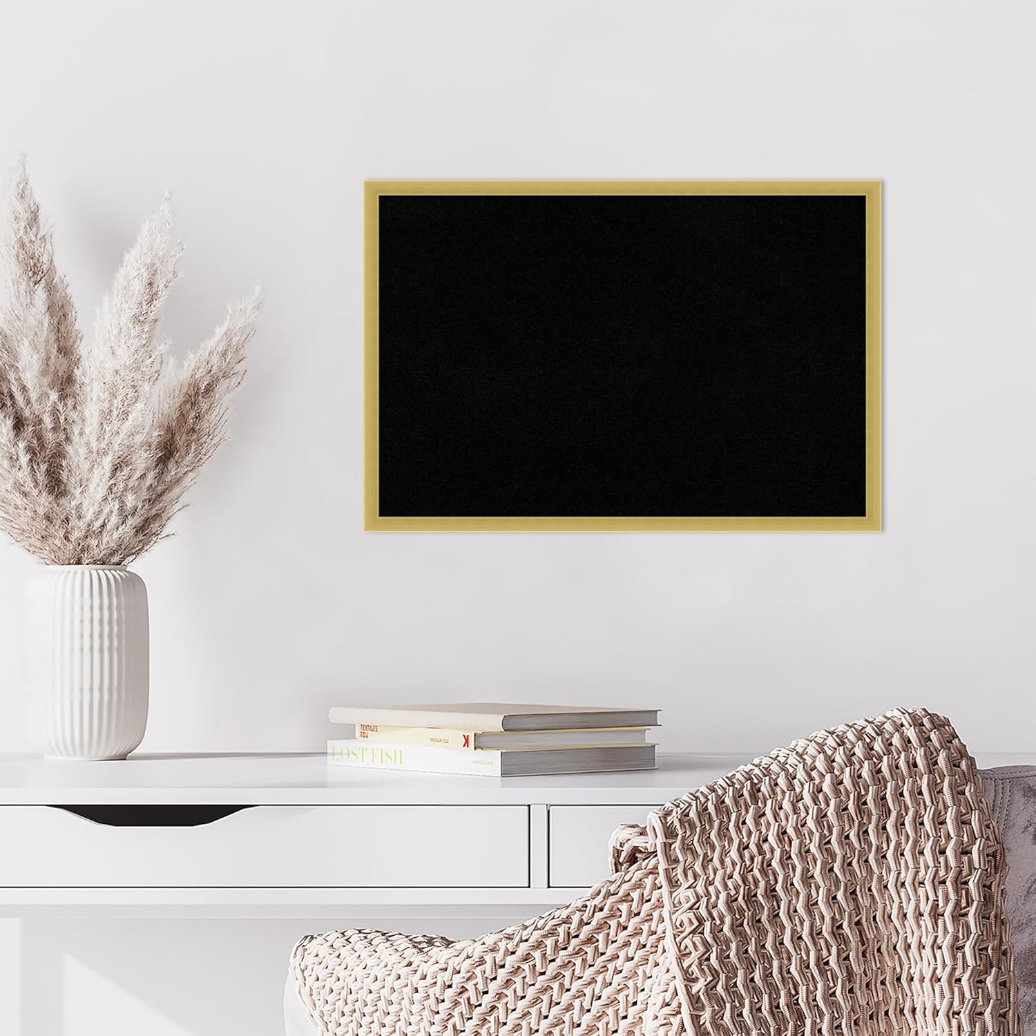 Amanti Art Black Cork Board for Wall, 17x25 Vision Board with Gold Wood Frame, Medium Corkboard Office Decor for Home Organization, Modern Contemporary Corkboard Pinboard to display items for home