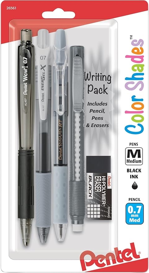 Pentel Color Shades Writing Pack - Black (BLBKALZBPA)