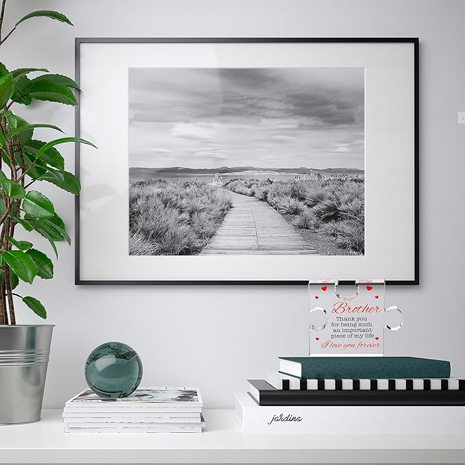 Brother Gifts - Engraved Acrylic Block Puzzle Brother Gift 4.1 x 3.5 inch - Cool Brother Gifts from Sister, Brother - Paperweights Birthday, Christmas, Graduation Gifts for Big Brother, Little Brother