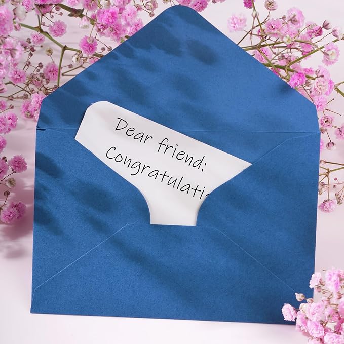 jiebor 100 Sets Small Envelopes with Small Blank Gift Business Card Wedding Invitation Pocket Envelopes for Graduations Wedding Shower Holiday 4.37 x 2.91 Inch Navy Blue