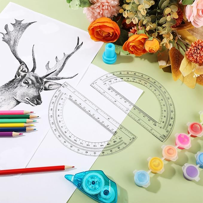 Zonon 50 Pieces Plastic Protractors Bulk Classroom Clear Math Protractors 180 Degrees 6 Inch Protractors for Geometry Student, Angle Measurement, Students Back to School Supplies Office Supplies