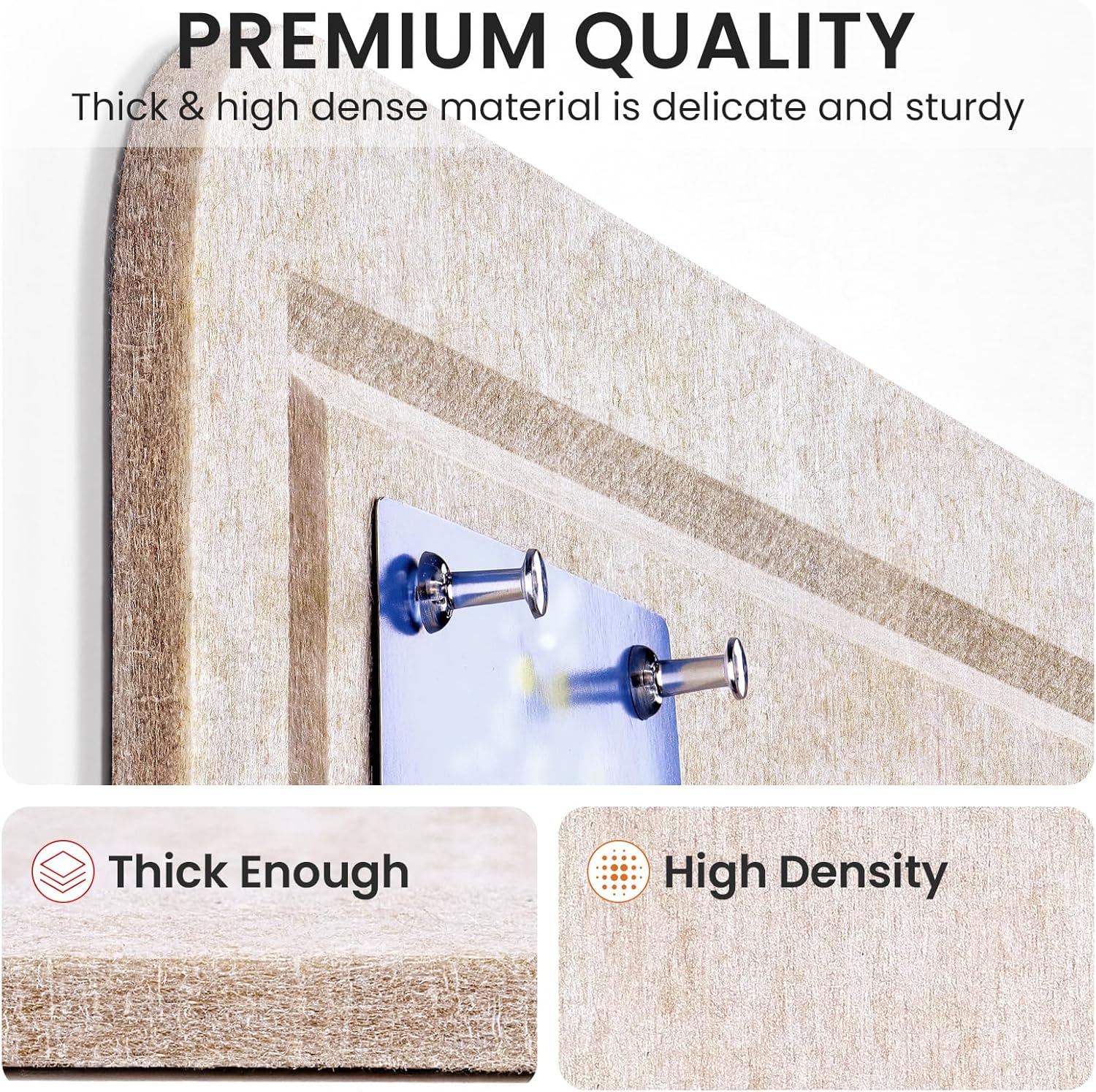 Large Bulletin Board, 48 X 36 Inches Felt Cork Board with 40 Pushpins, Foldable Felt Notice Pin Board Photo Display Board with Self-Adhesive Tape for Office Home School