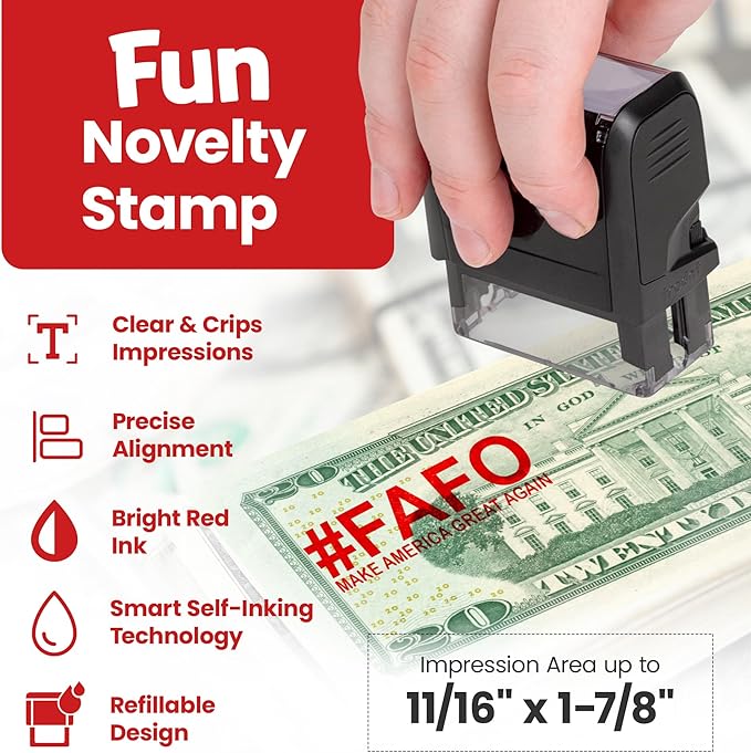 Promot FAFO Trump Stamp - Self-Inking Rubber Stamp for Office, Business, Party, Gift - Make America Great Again