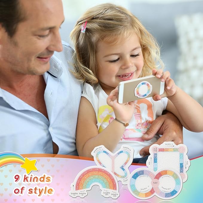 Gersoniel 36 Pieces Anxiety Sensory Stickers Cute Fidget Textured Strips Toys Anti Stress Tactile Rough Sensory Calm Textured Strips Adhesives Anxiety Relief for Adults Teens Desk (Breath Style)