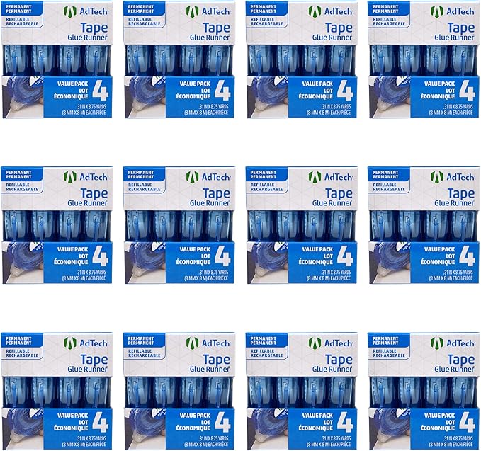 AdTech Glue Runner For Scrapbooking Supplies, case pack, Clear 4 Count (Pack of 12) cartridges,05603-CASE