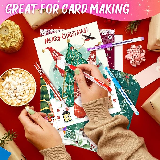 Easter Basket Essentials for Kids, Easter Basket Stuffers Gifts for Teens Adults, 12-Color Scented Glitter Gel Pens, Cute Coloring Pens, Colored Pen Set Fun Stationary,Scrapbook Journaling Supplies