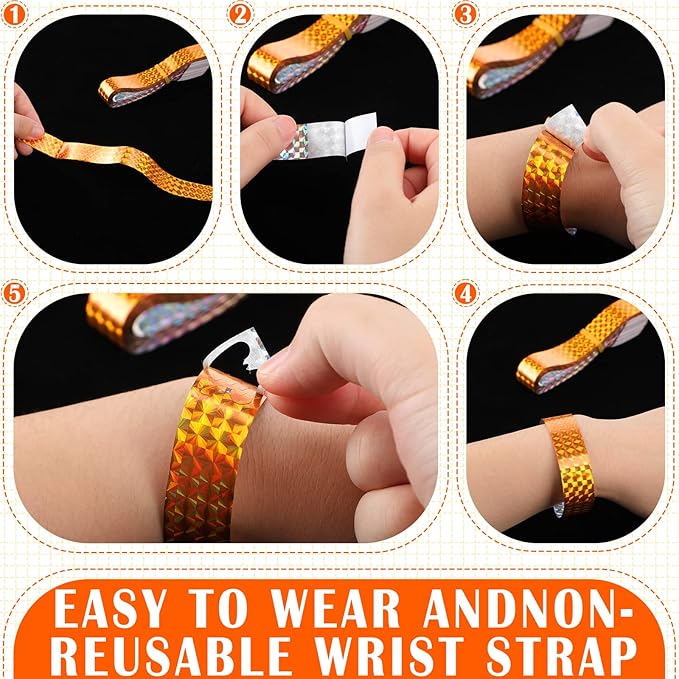 Epakh 600 Pcs Paper Wristbands Neon Wrist Bands Waterproof Handbands for Events Lightweight Concert Wristbands Neon Colored Adhesive Wrist Band for Party