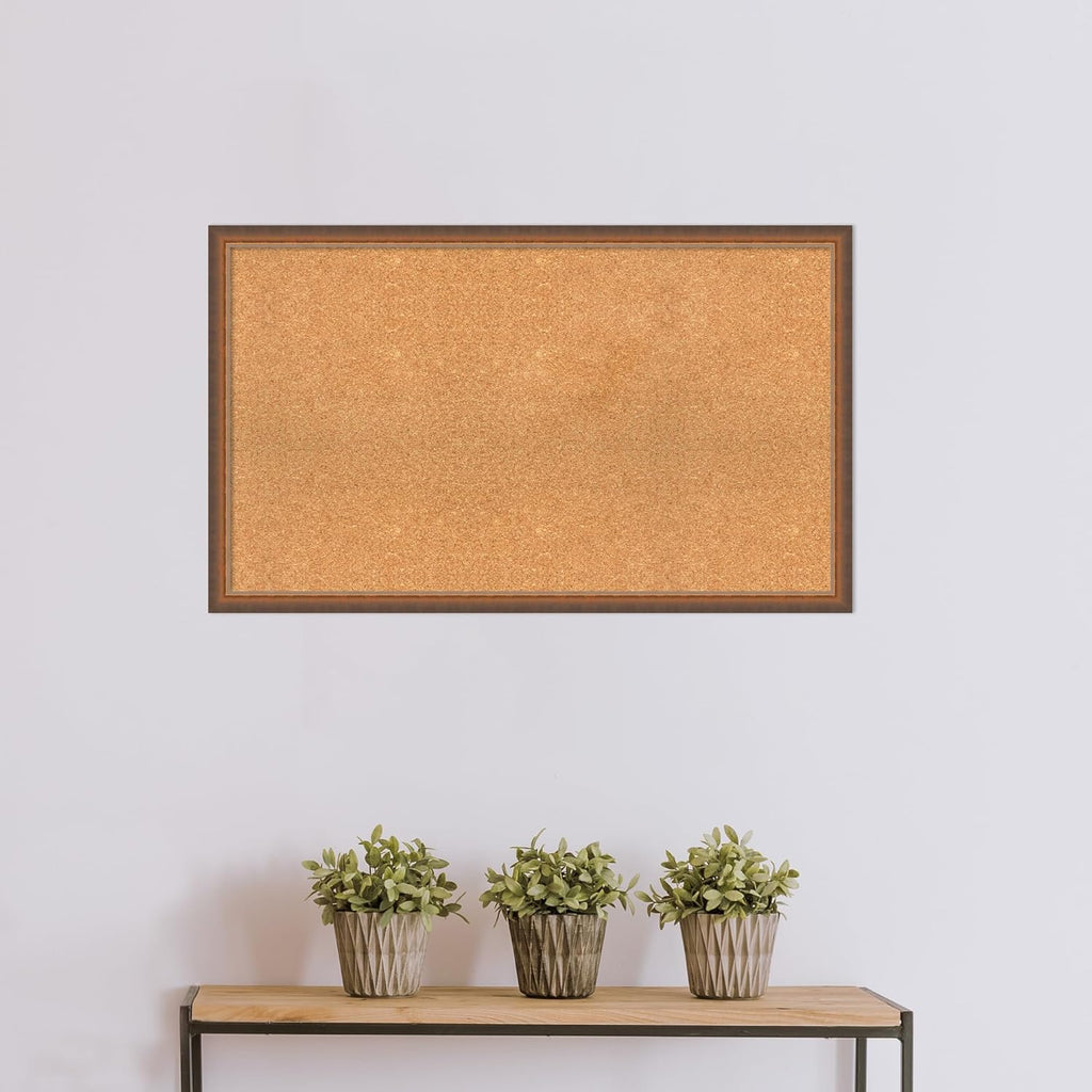 Amanti Art Natural Cork Board for Wall, 24x40 Vision Board with Bronze Frame, Large Corkboard Office Decor for Home Organization, Modern Corkboard Pinboard to Display Items for Home Organization in