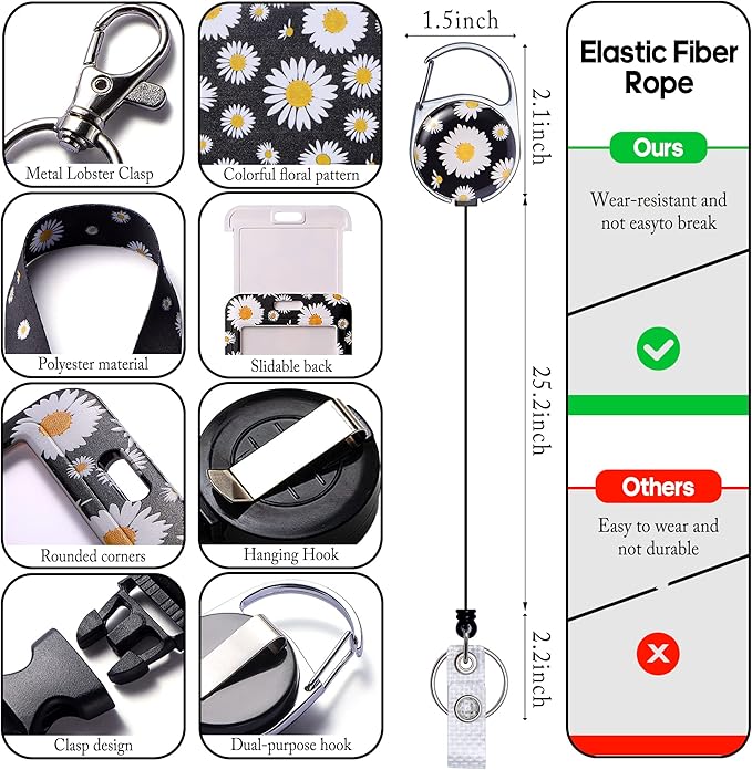 Cute ID Badge Holder with Lanyard Retractable Badge Reel Clip Funny Lanyards for ID Badges Name Tags Keychain for Office Teacher Doctor Student Women Men Nurse Accessories for Work