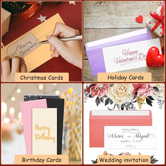 500 Pcs Colorful #10 Business Envelopes Adhesive Standard Envelopes Colored Envelopes for Office Check Invoices Letters Letterhead Invitations Announcements 4-1/8 x 9-1/2'' Assorted 10 Colors (Pastel)