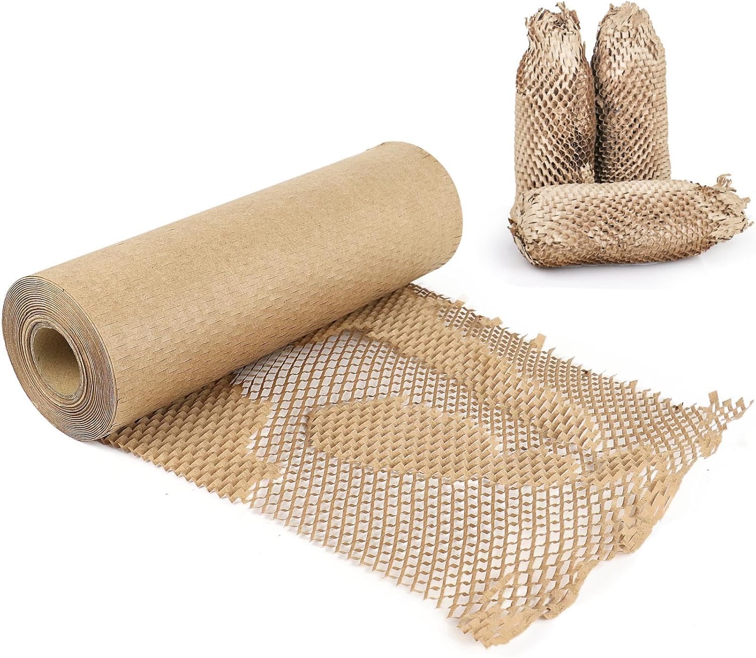 BOMEI PACK Honeycomb Packing Paper Wrap 12"x 164' Recycled Bubble Cushioning Bags Rolls Friendly Transportation and Handling Bags Packing Supplies Materials