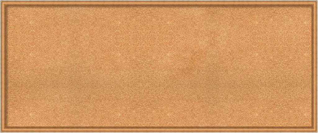 Amanti Art Natural Cork Board for Wall, 26x62 Vision Board with Bronze Frame, Oversize Corkboard Office Decor for Home Organization, Casual Corkboard Pinboard to Display Items for Home Organization